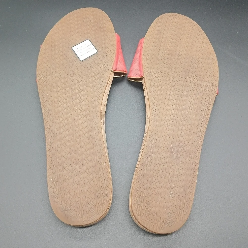 Michael Kors Lee Leather Slide Sandals Coral Reef​​​